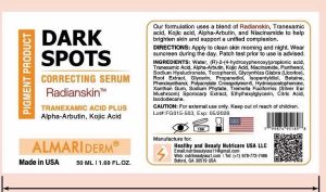 Almariderm - Dark Spot Correction Serum - Radianskin TM 50ml (Buy 1 Get 1 AlmariDerm Collagen Booster Serum)